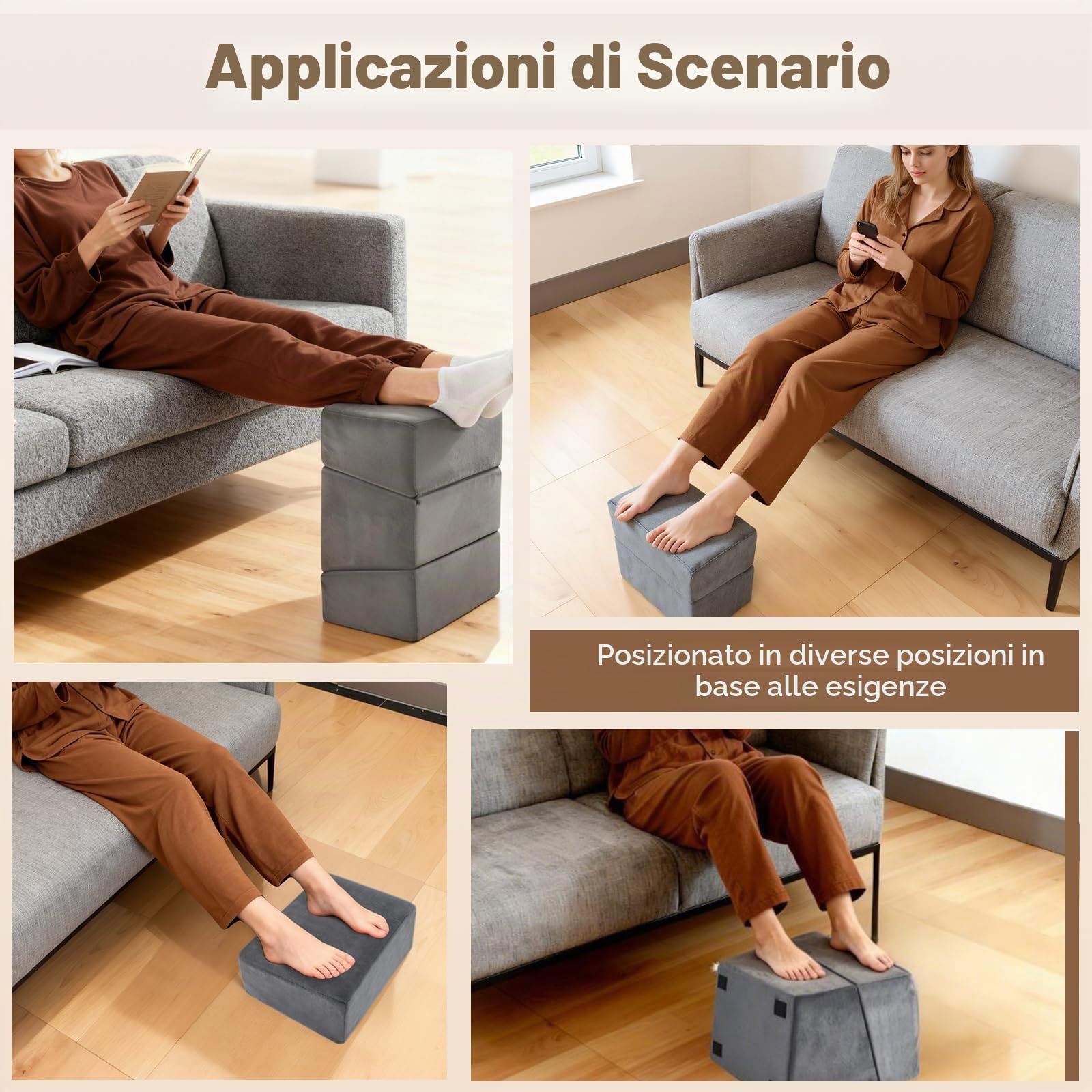 Poggiapiedi scrivania regolabile in 3 altezze, poggiapiedi antiscivolo con morbida tasca per schiena, gambe, fianchi discomfort in rilievo, schiuma 30D, poggiapiedi ergonomici per ufficio e casa