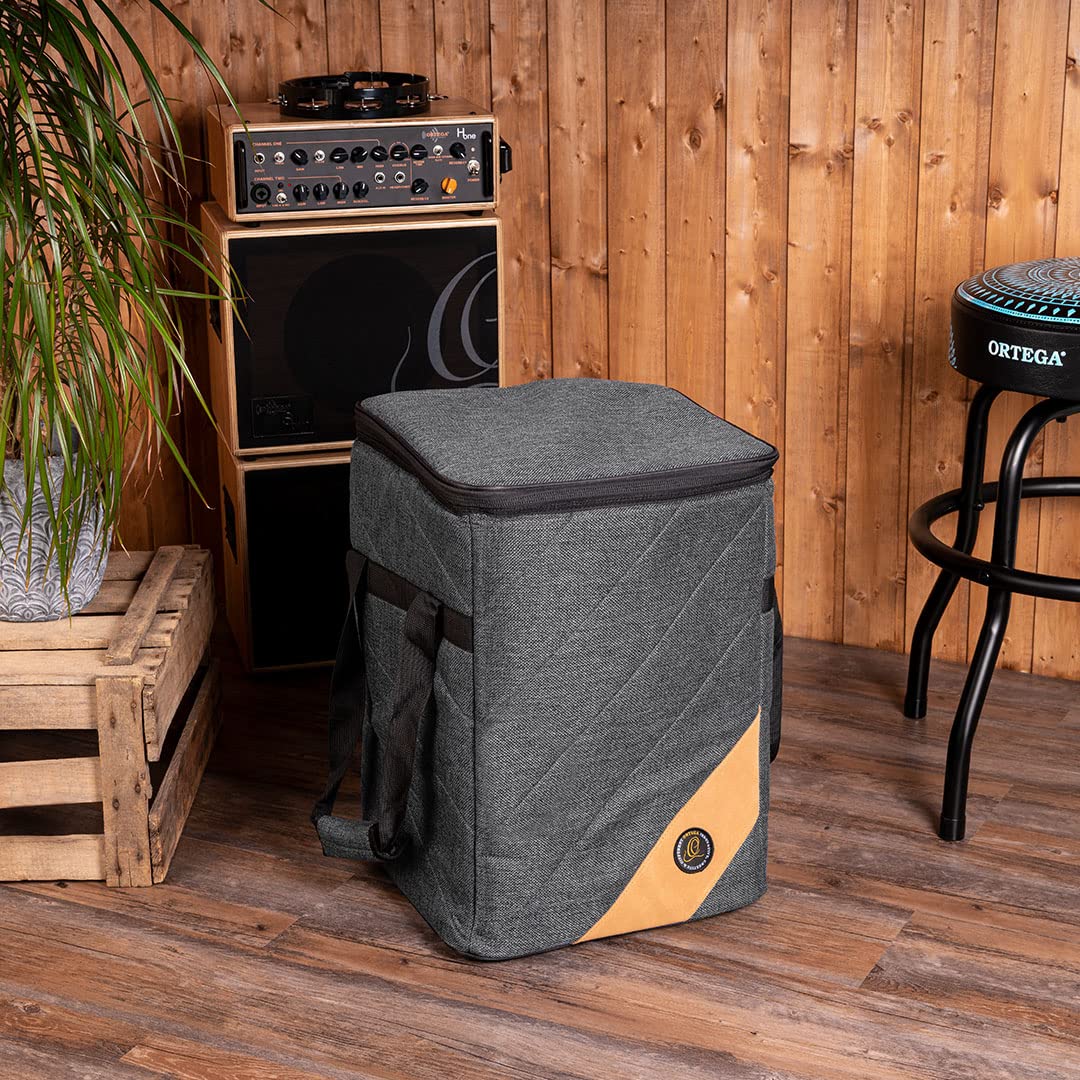 Ortega Guitars Housse Premium Cajon – Housse pour Cajon – 34,3 x 45 x 34,3 cm – Avec Poignée de Transport et Bretelles Sac à Dos – Toile et Coton, Mocca (OGBCJ-MO)