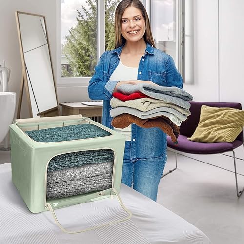 Miniatura 4 de Sorbus Contenedores de almacenamiento jumbo con marco de metal, contenedores de almacenamiento de tela Oxford con gran ventana transparente y asas