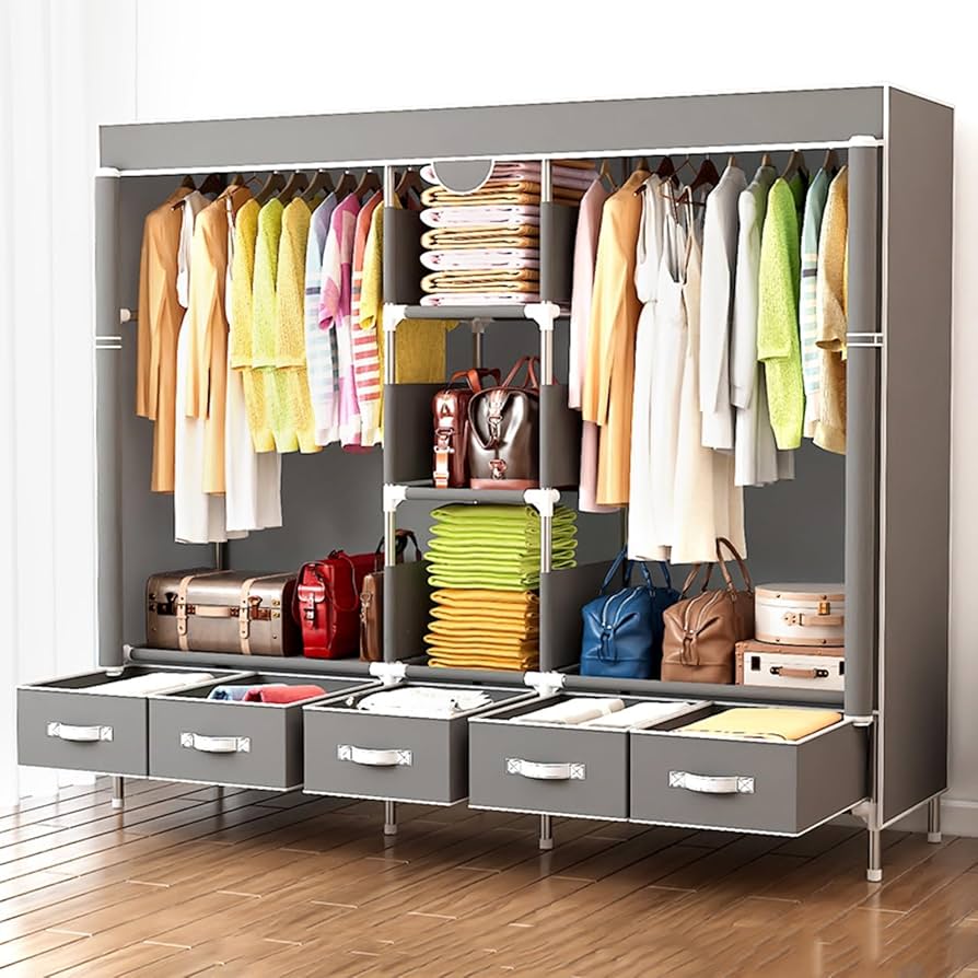 Amazon｜ポータブル ワードローブ、衣類を掛けるための 73