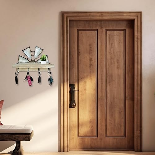 Miniatura 7 de Rooty Heart Organizador de llaves para el hogar, estante para llaves y correo, decoración rústica de granja, organizador de gancho para llaves,