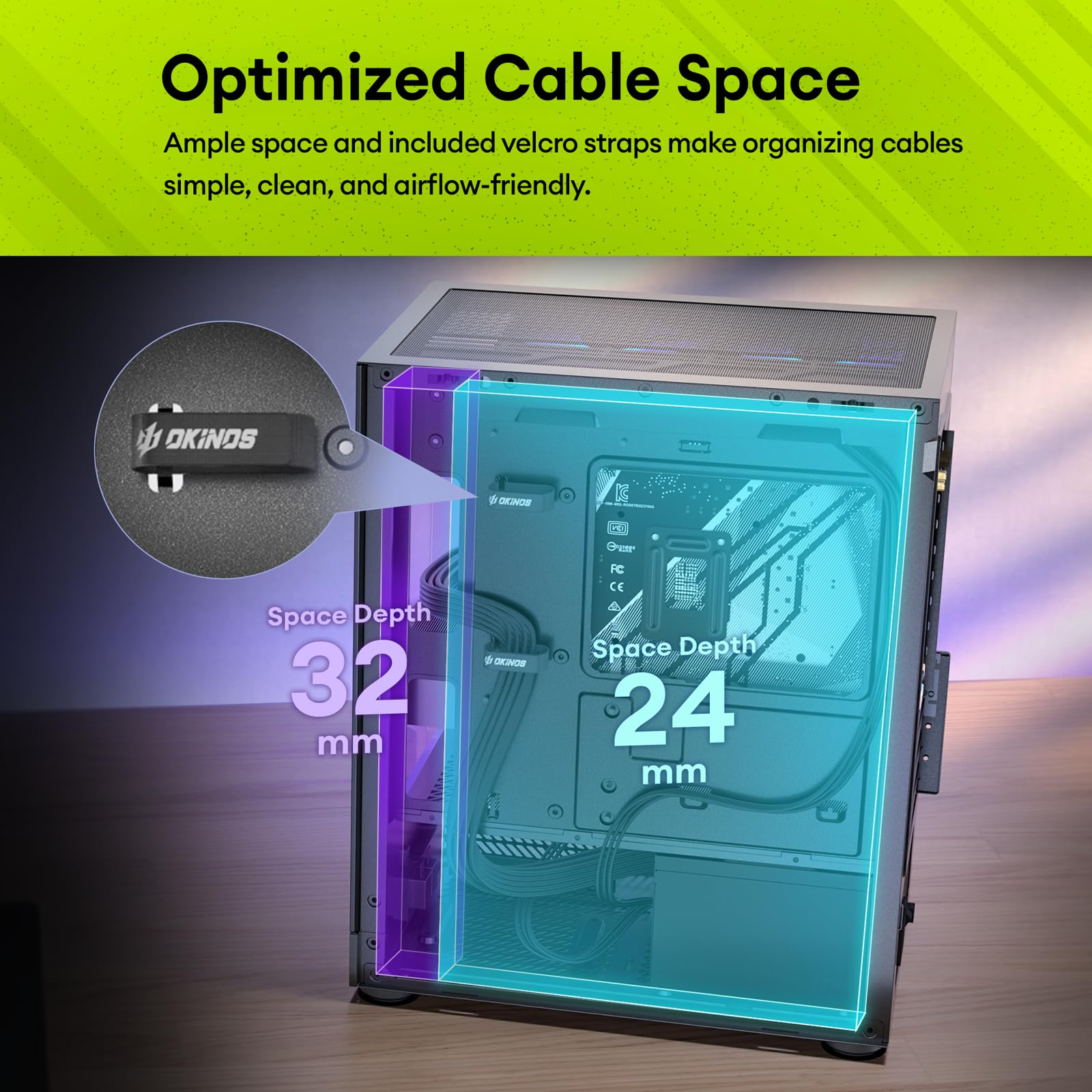 Okinos Aqua UNO - Custodia Micro ATX, senza supporto per radiatore, lunghezza massima GPU 309 mm, frontale e laterale in vetro temperato panoramico a sgancio rapido, ventole ARGB 3 x 120 mm