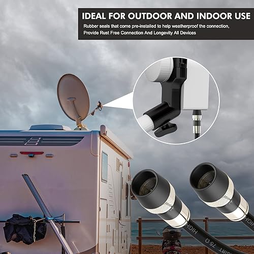 Vista 15 de Cable coaxial RG6 blanco de 50 pies con conector F, adaptador de extensión hembra F81, extensor de cable coaxial de alta velocidad de baja pérdida