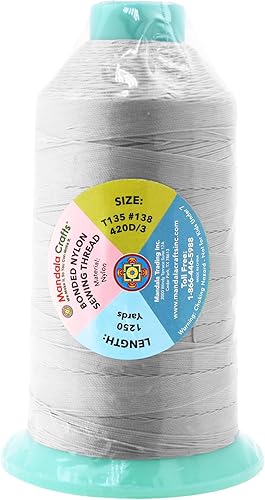 Miniatura 610 de Mandala Crafts Hilos de coser resistentes de nailon consolidado, hilo para tejer jeans de cuero, hilos de tapicería marina al aire libre, Beige