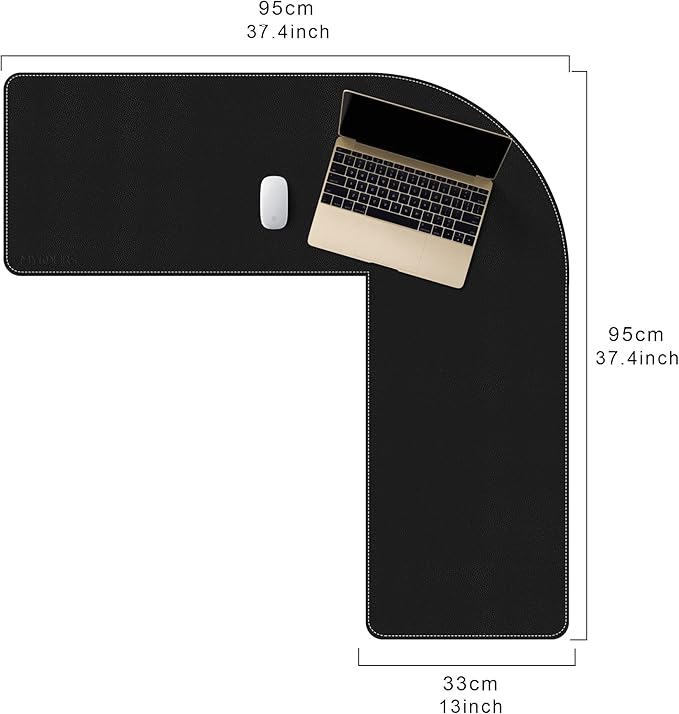 Mydours L-Shape Desk Pad, Tapete Grande PU Cuero, Protector Escritorio miniatura 3