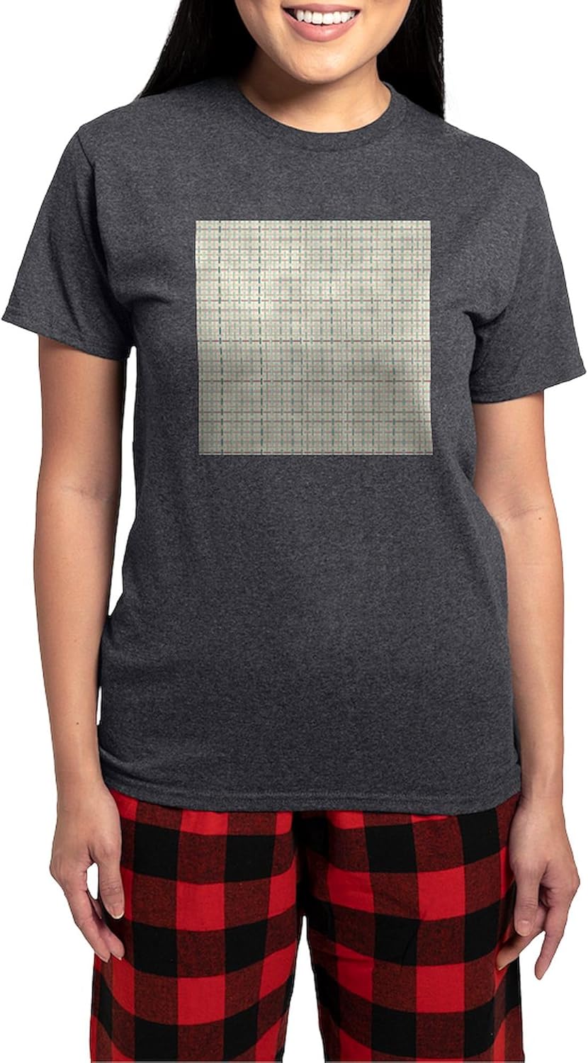 CafePress Retro Weave Pattern Yellow Teal Coral Women's Charcoal Novelty Pajama Set