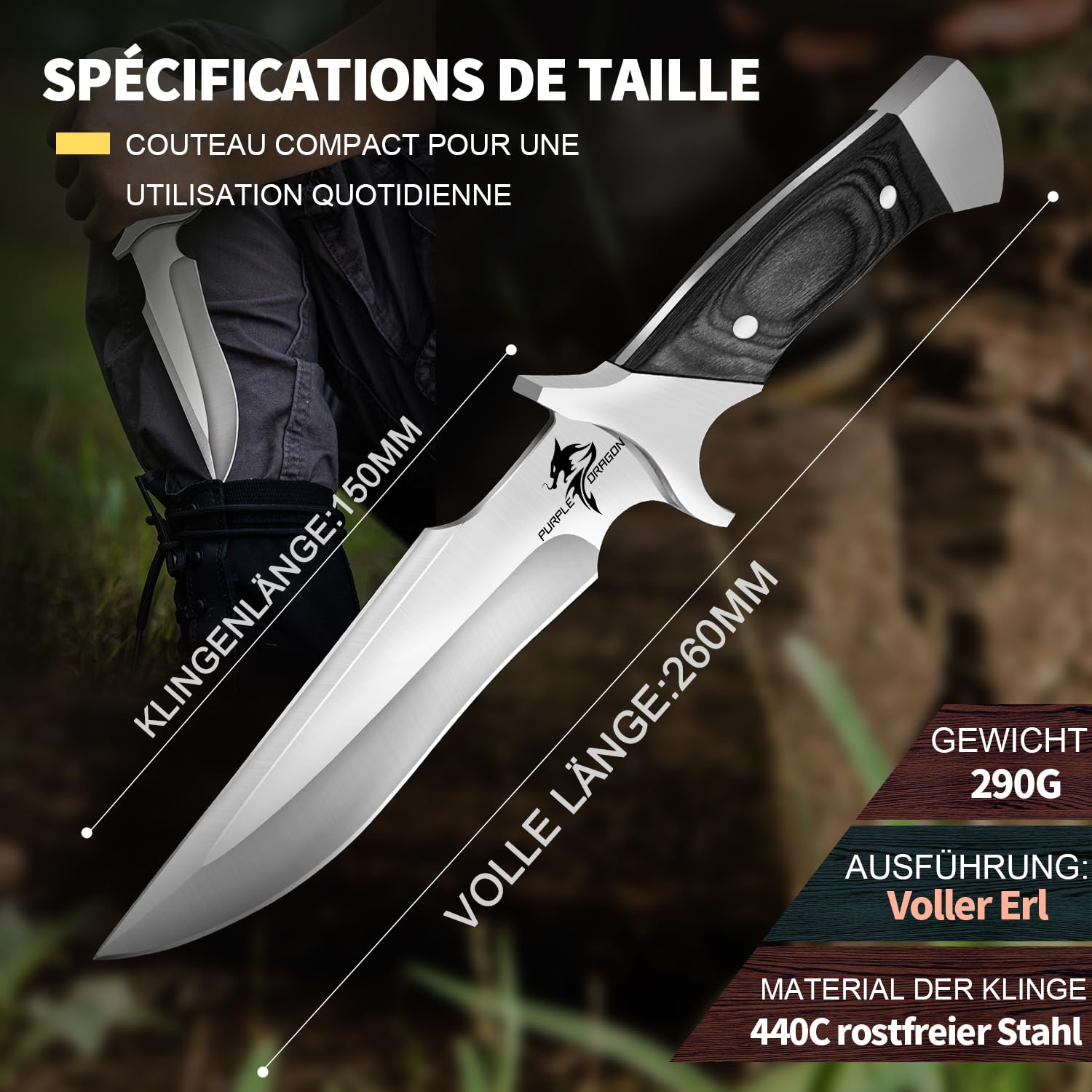 Purple Dragon Großes Messer Outdoor Messer Survival