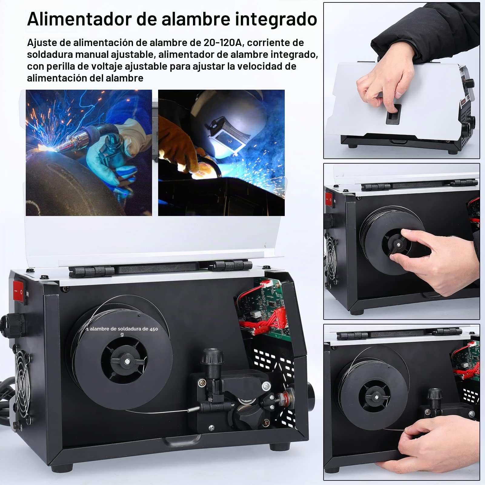 Soldadora 2 en 1, Soldadora de Alambre Continuo, Soldadura de CO2 y Soldadura Manual Soldadora IGBT CC Multifunción con Mecanismo de Alimentación de Alambre Incorporado Inversor