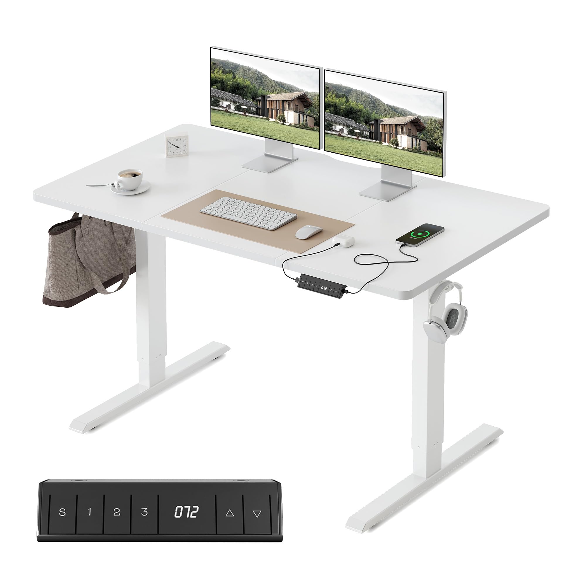 FEZIBO Schreibtisch Höhenverstellbar Elektrisch, Steh-Sitz Tisch, Verstellbarer Stehpult mit Memory-Steuerung, Ergonomischer Computertisch Homeoffice