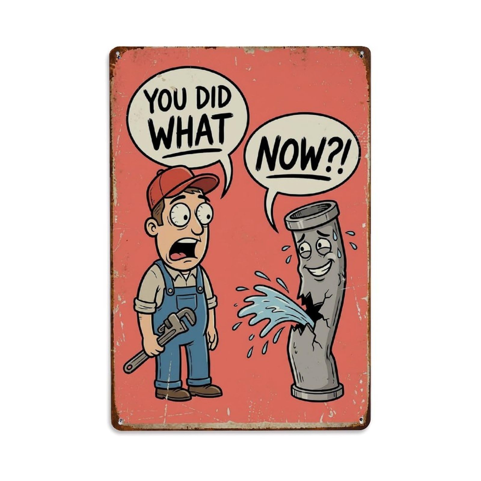 You Did What Now Funny Vintage Humorous Toilet Metal Tin Sign