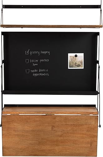 Miniatura 6 de Kate and Laurel McAllister - Escritorio flotante funcional moderno con estante plegable versátil y pizarra magnética para oficina en casa o estación