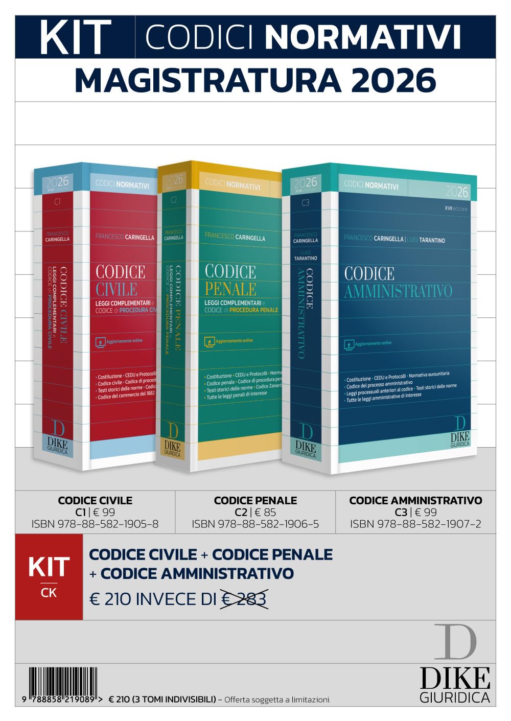 Kit codici normativi per il concorso in magistratura e i concorsi superiori 2026. Con aggiornamento online