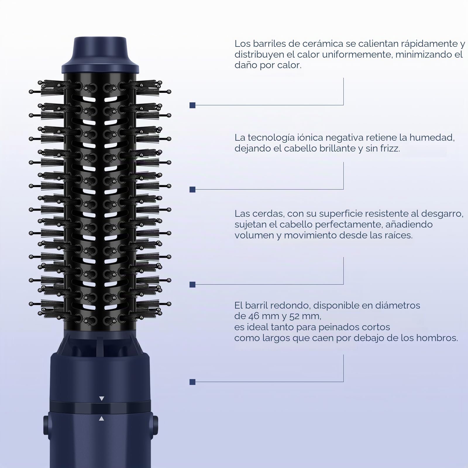 PARWIN PRO BEAUTY Cepillo de aire 4 en 1, moldeador, cepillo para secado con secador para peinar en un solo paso, volumen rápido, rizos, alisado, 3 temperaturas, cuidado iónico, 1100 vatios, Azul