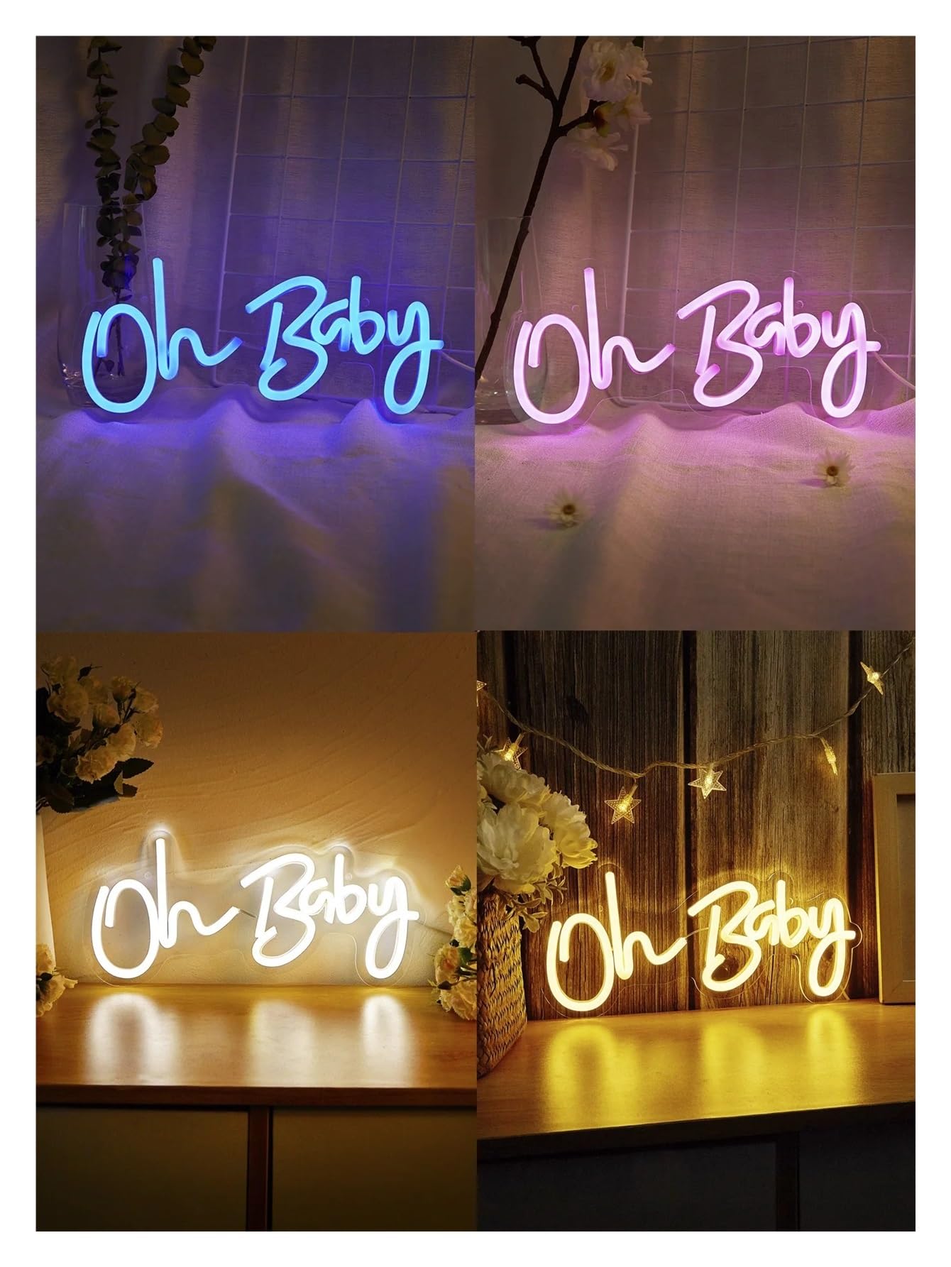 Generico Neon per Oh for baby Insegne con luce notturna da parete e decorazioni per la camera letto il soggiorno(Warm white)
