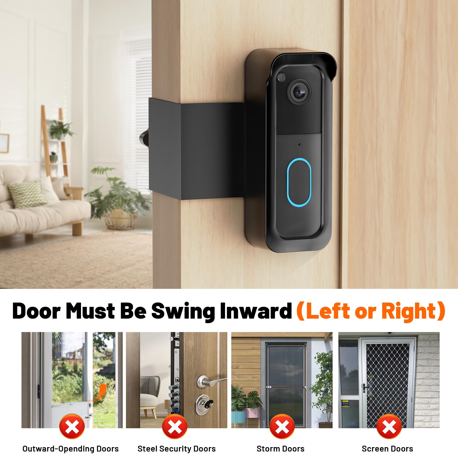 Blink Doorbell Mount, Anti-Theft Doorbell Mount for Blink Video Doorbell 1st Gen(Not for 2nd Gen), No Block Sensor & Night Vision, Blink Doorbell Camera Mount Bracket with Rain Cover