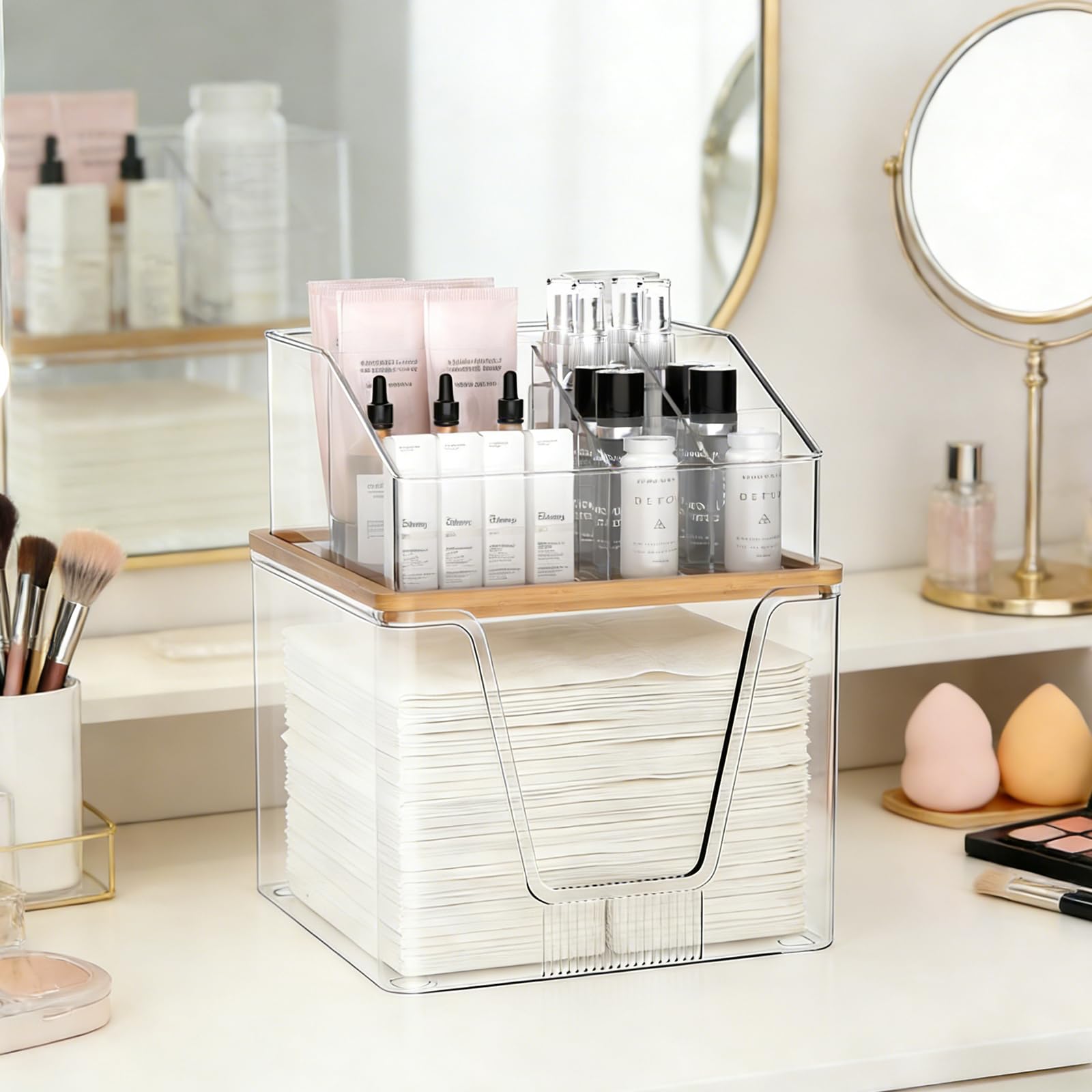 SPOSPO Disposable Facial Towel Holder & Cosmetic Organizer