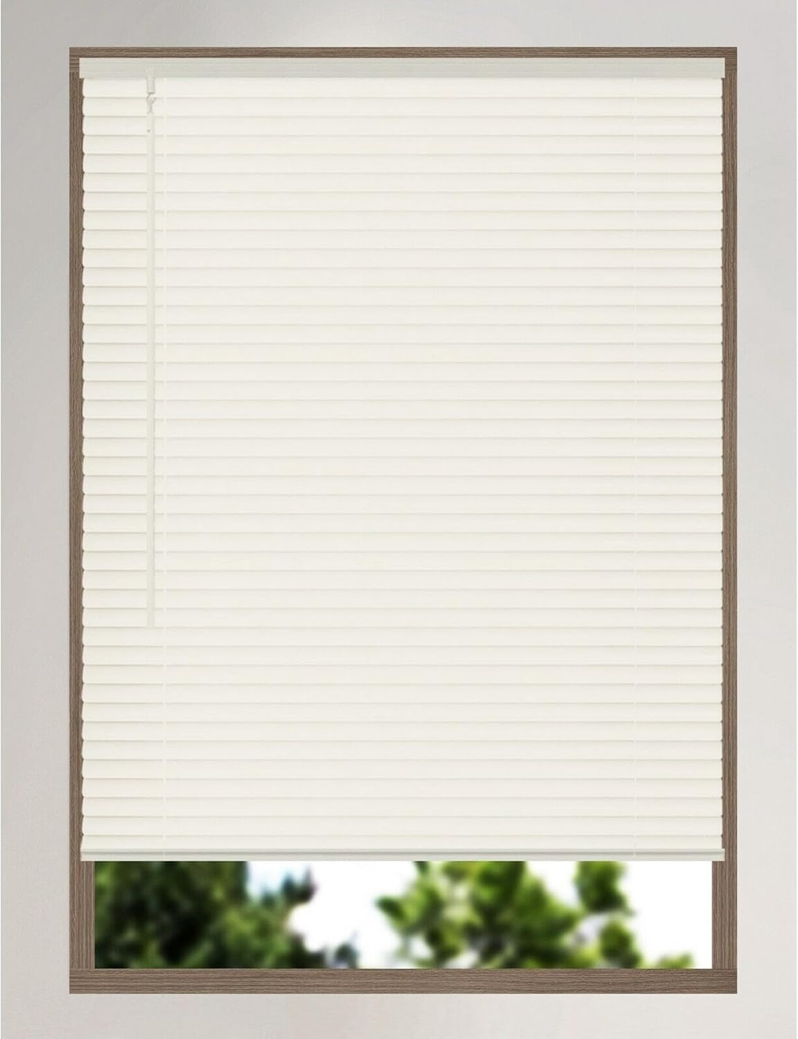 40" Alabaster Cordless Light Filtering Window Blinds, Horizontal Vinyl Mini Blinds/Shades, 1" Slats, Easy Install