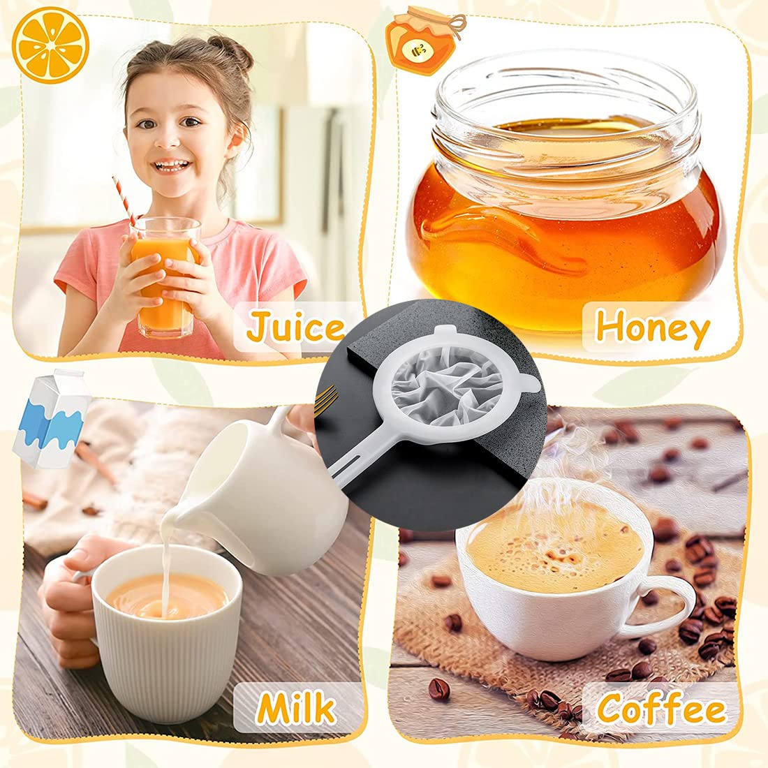 Setaccio Filtro Alimentare - 2 Pezzi Riutilizzabili, Per Latte Di Noci, Succhi, Vino, 14 E 20 Cm - Foto 10