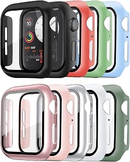 [9 Pack] 40mm Case Compatible with Apple Watch Series 6/5/4/SE 9 Colors iwatch 6/5/4 Glass Screen Protector 40mm Bumper Case (40mm)