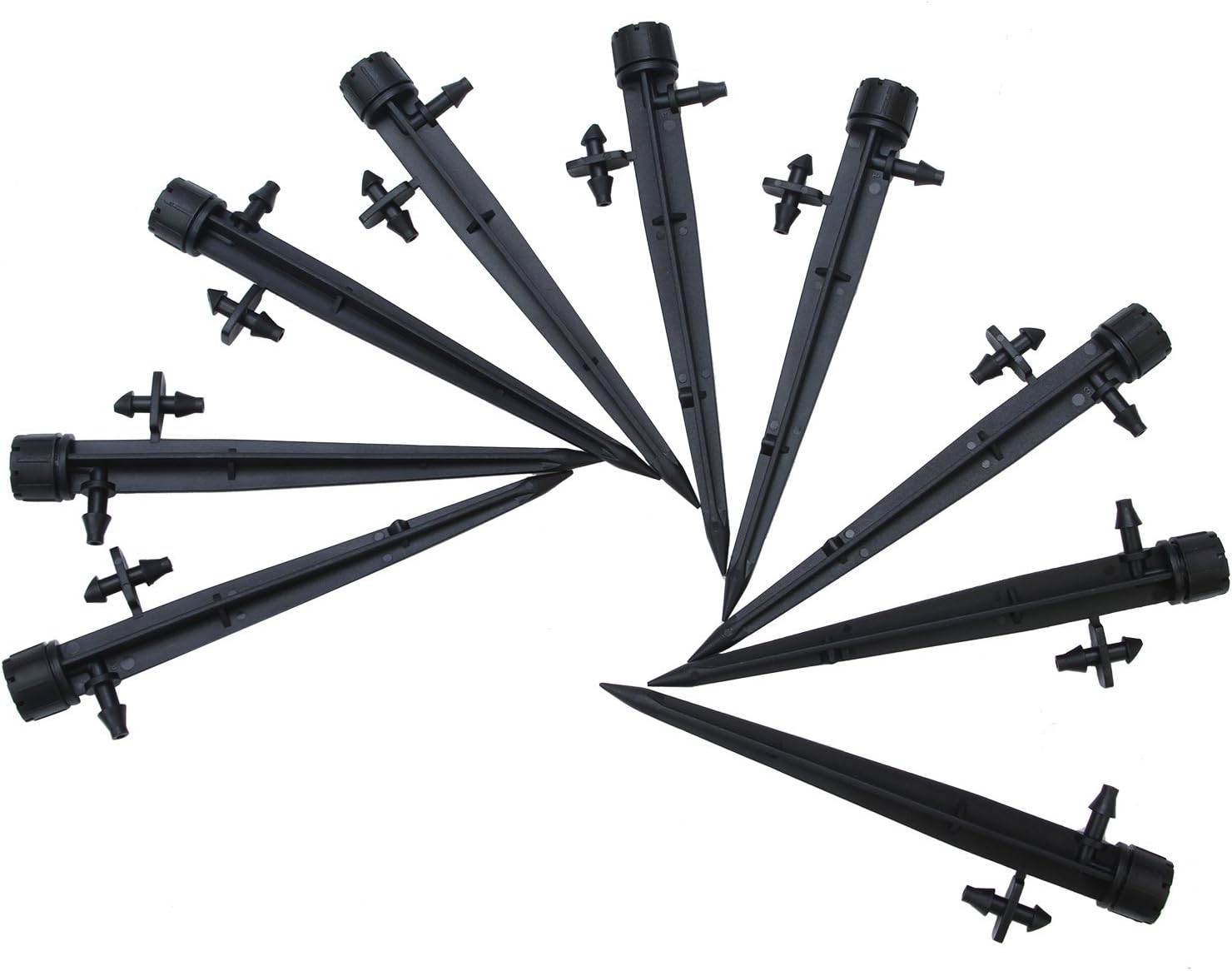 ELCOHO 60 Pack Adjustable Irrigation Drippers 360 Degree Water Flow Irrigation Drippers Connector for 4/7 MM Tube, with Storage Bag