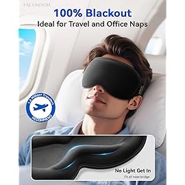 Travel Essentials Blackout Sleep Mask for Men Women: Weighted Designed 3D Zero Eye Pressure Soft - for Long Flight, Car Trip, Office Nap, Bedroom, Apartment - Rest and Relaxation Gifts