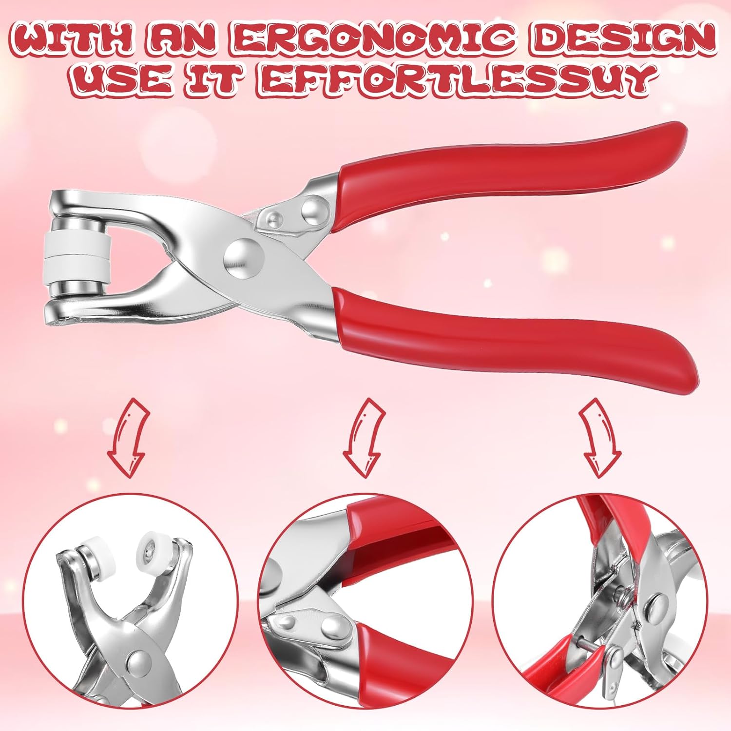 Safety Eye Tool, Auxiliary Tool for Attaching Safety Eyes for Crocheting, Safety Eyes Snapper Tools for Amigurumi Crochet & Stuffed, Animal Eye Making Supplies Tools (Red)