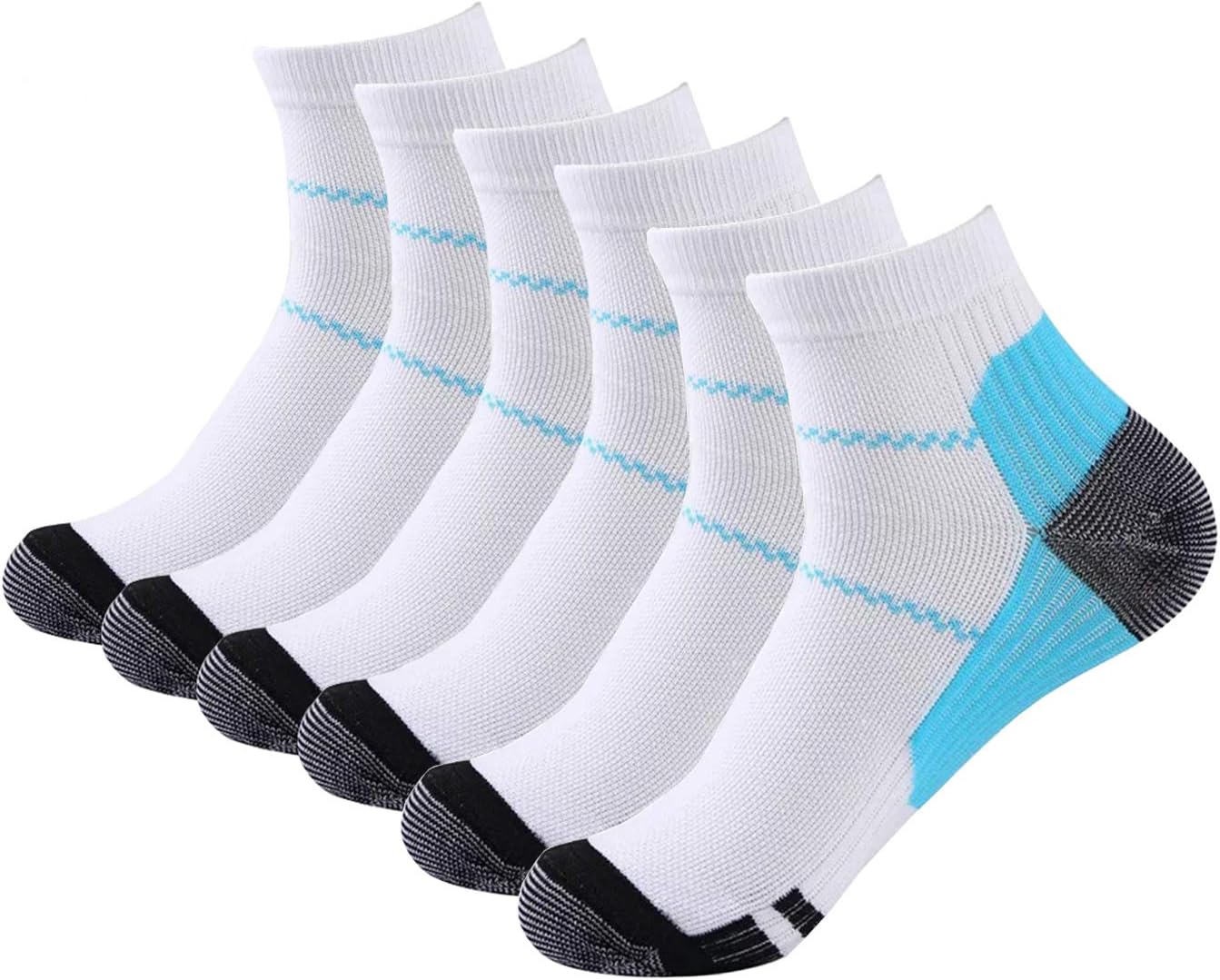 6 Pairs Johnda Compression Socks for Men and Women, Plantar Fasciitis Arch Support Foot Relieve Pain Supports Heel