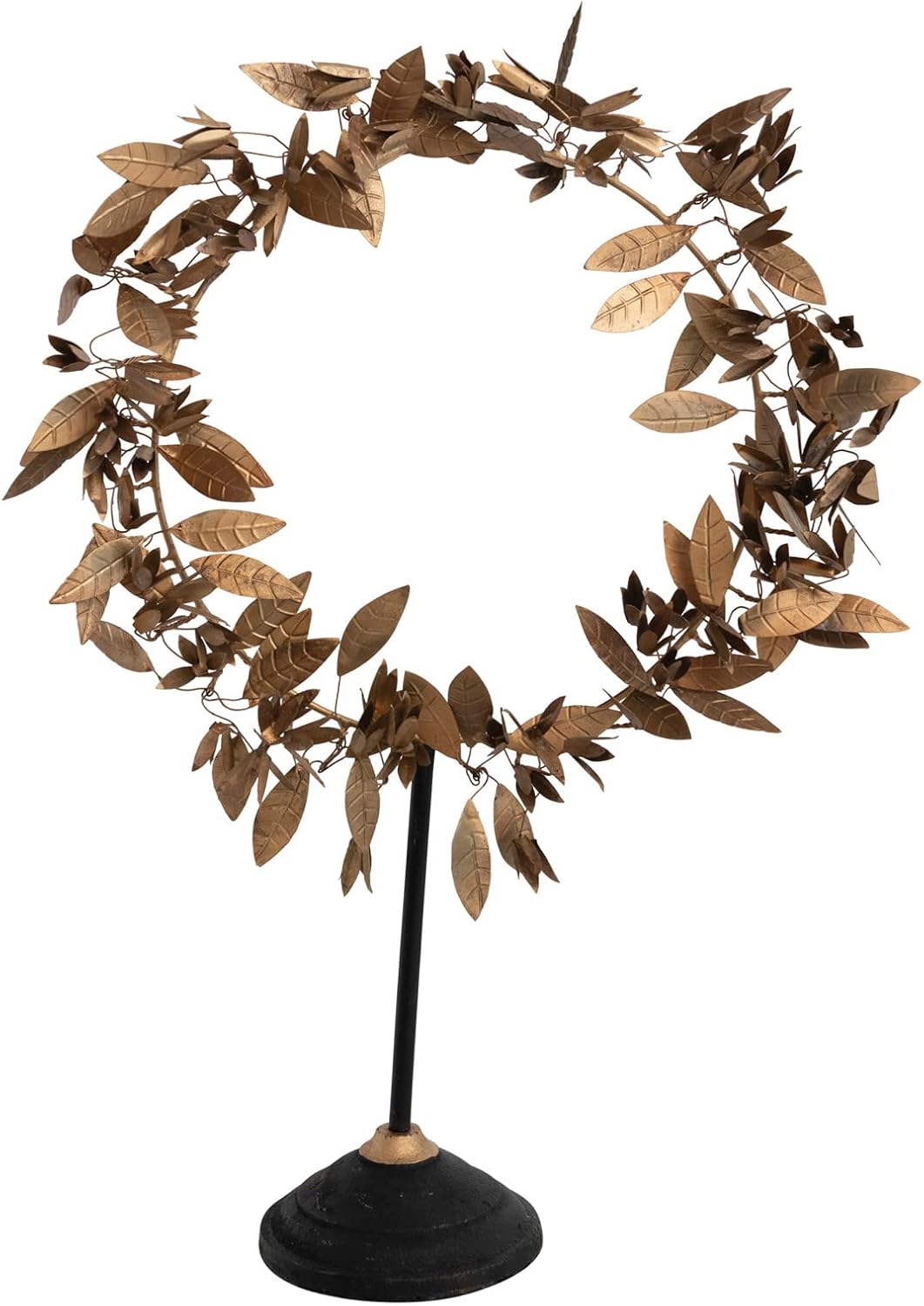 Creative Co-op Antique Brass Metal Leaf Wreath on Stand