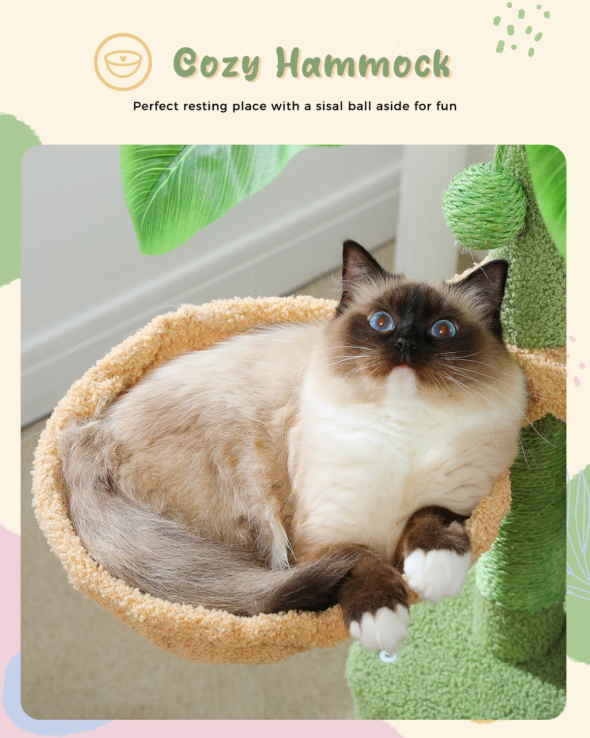 Kleine Katzenbaum Mit Kaktus-Design – 84 Cm Kratzbaum Mit Hängematte Für Kätzchen & Wohnungskatzen