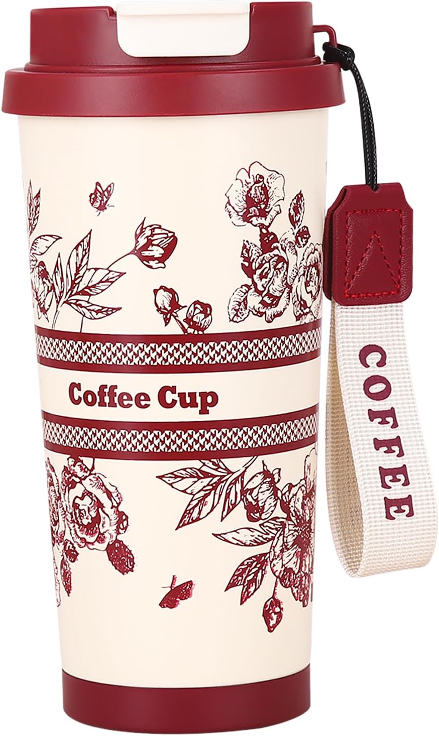 Thermal Coffee Mug Thermos Mug 500ml Thermos Flask with Tight Lid Double Walled Stainless Steel Coffee Cups with Foldable Straw for Hot and Cold Coffee Milk and Tea