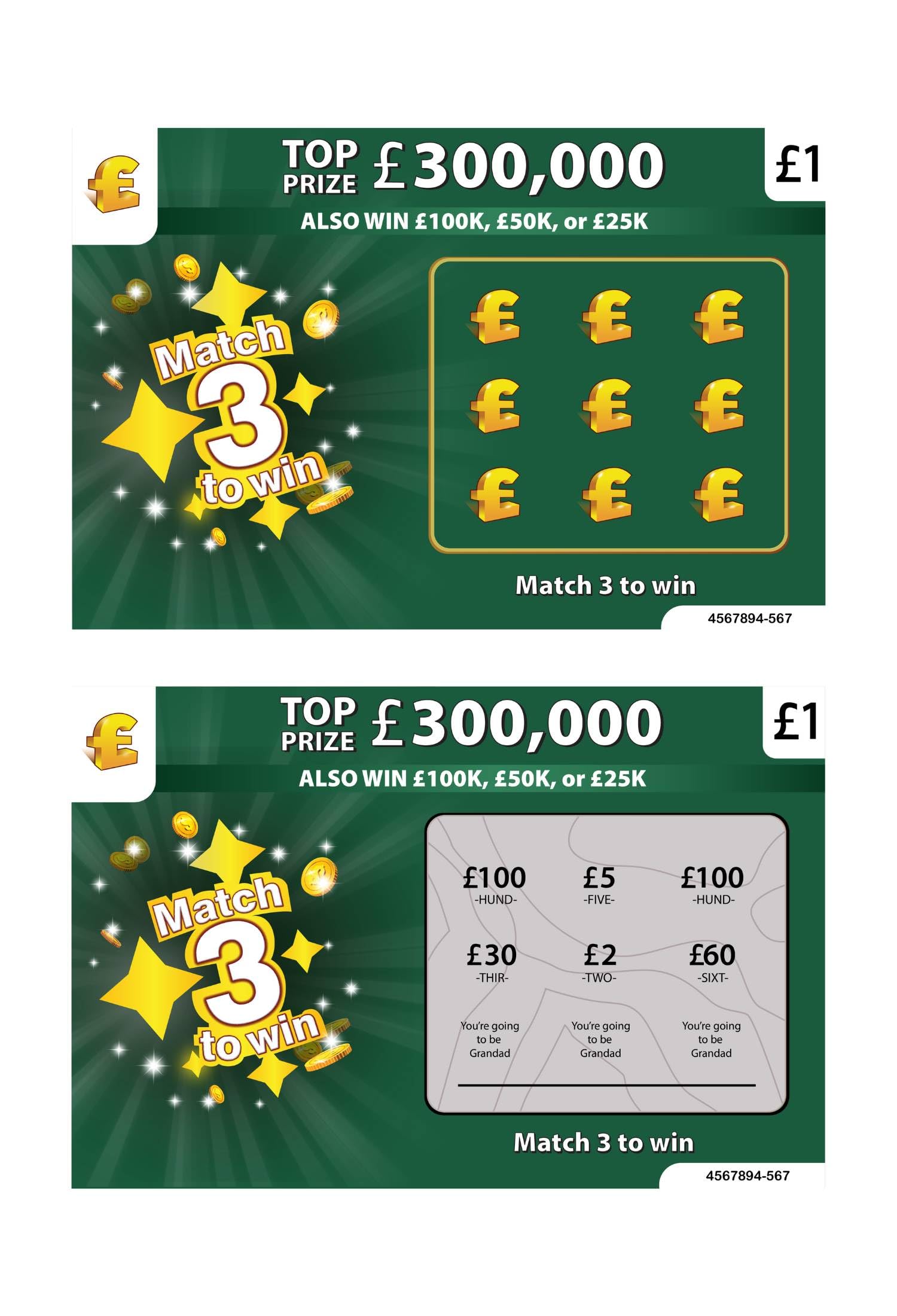 2 Pack - You're going to be a Grandad Scratch Cards, 176mm x 127mm (A5)