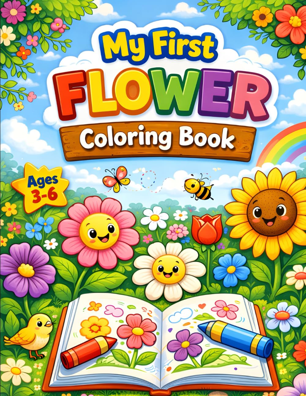 My First Flower Coloring Book for Kids: Big Easy Flowers to Color