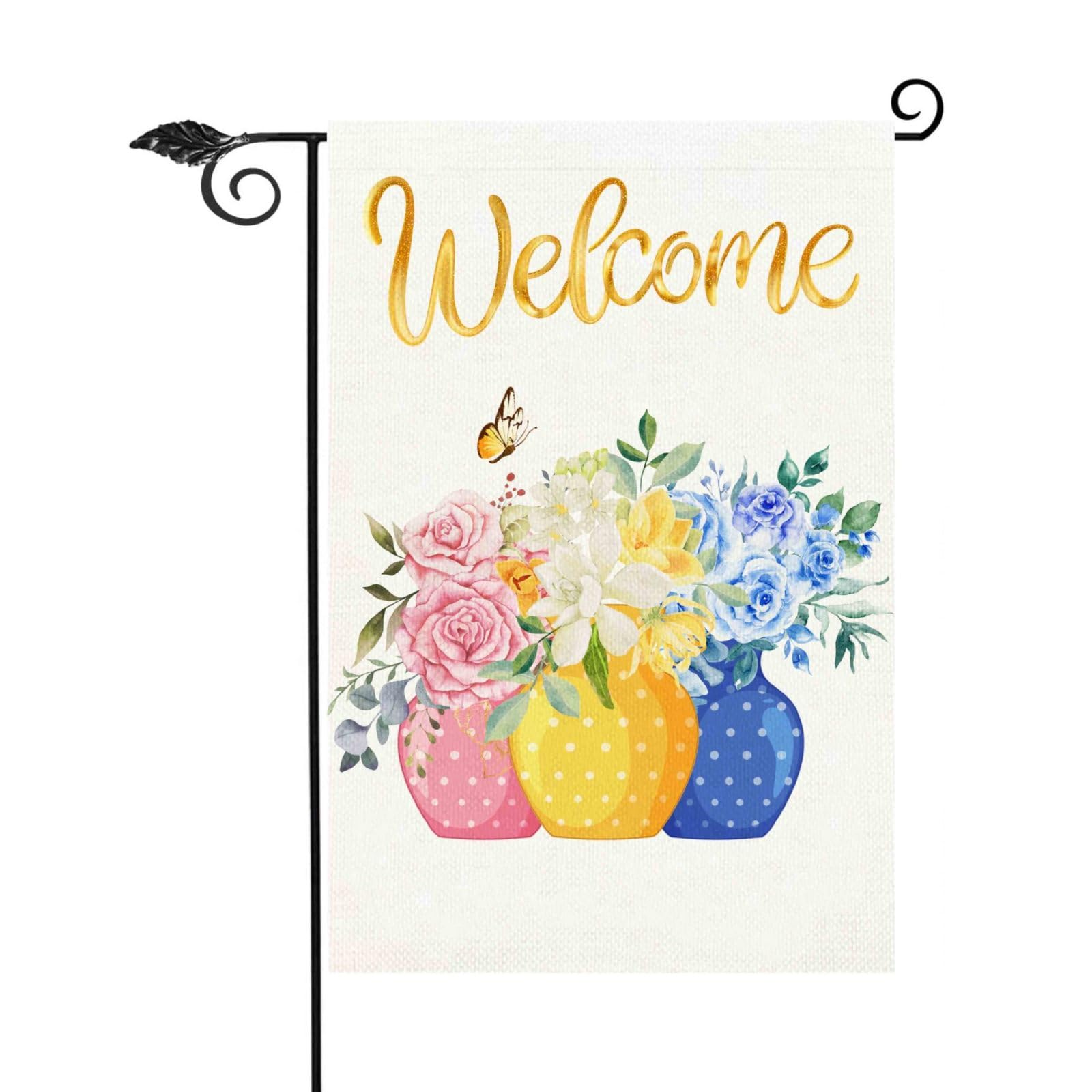 Drapeau de jardin double face anti-UV en tissu polyester de qualité supérieure