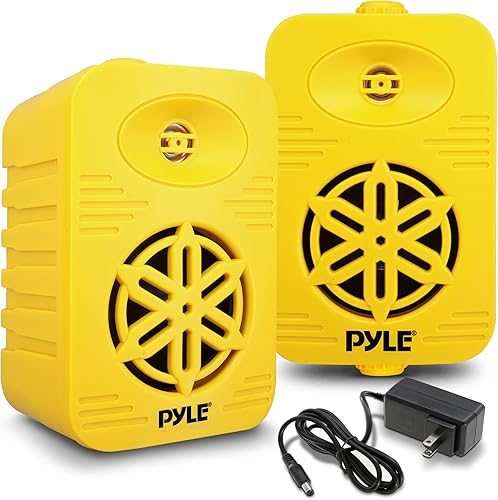 Vista 9 de PyleUsa Par de altavoces Bluetooth para interiores y exteriores, 200 W, doble impermeable, 3.5 pulgadas, sistema de rango completo de 2 vías con Rojo