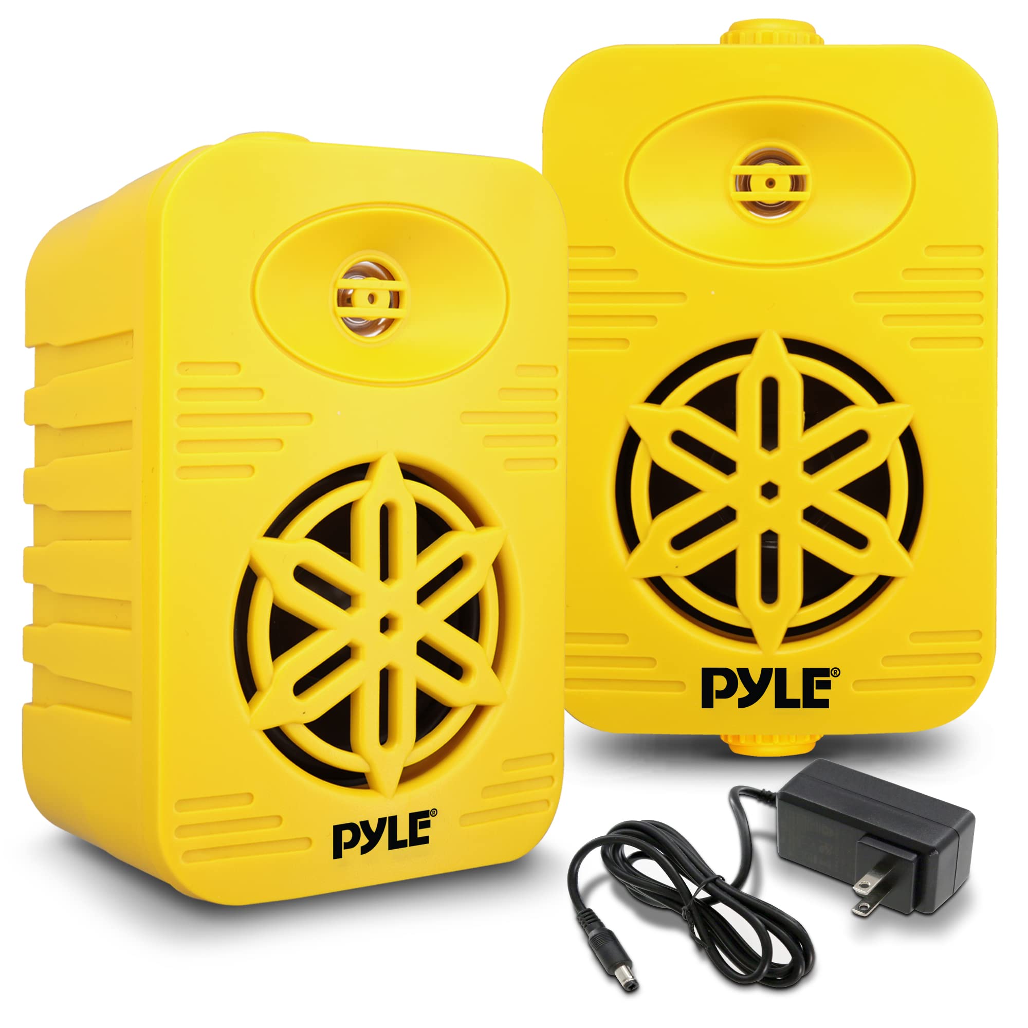 Pyle Bluetooth Indoor Outdoor Speakers Pair - 300 Watt Dual Waterproof 4” 2-Way Full Range Speaker System w/ 1/2” High Compliance Polymer Tweeter - Home, Boat, Marine, Deck, Patio, Poolside - PDWRBT46YL