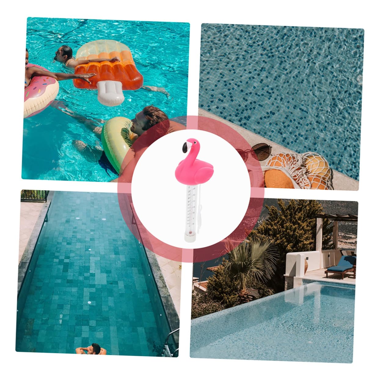 NUOBESTY 2pcs Floating Flamingo Pool Thermometers for Swimming Pools and Hot Tubs, Water Temperature Measuring Tool with Easy-Read Display for Indoor and Outdoor Use