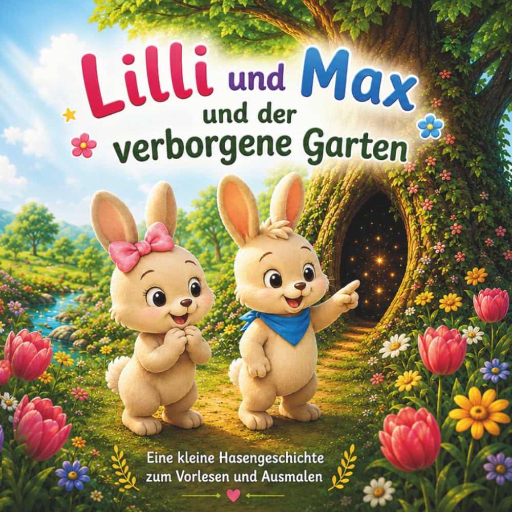 Lilli und Max und der verborgene Garten: Eine kleine Hasengeschichte zum Vorlesen und Ausmalen