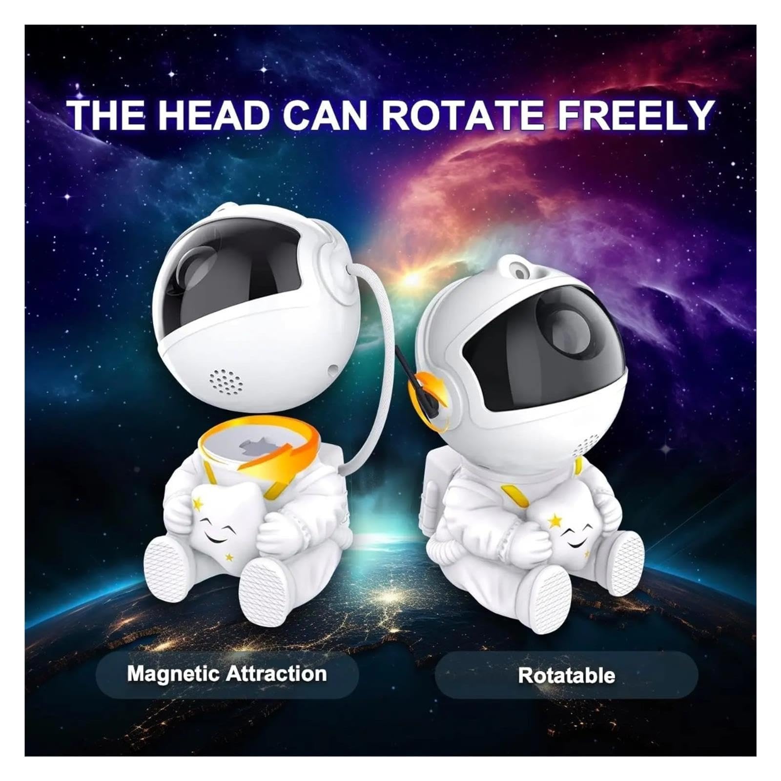 Luz Nocturna Con Proyector De Estrellas Y Galaxia for Niños, Astronauta