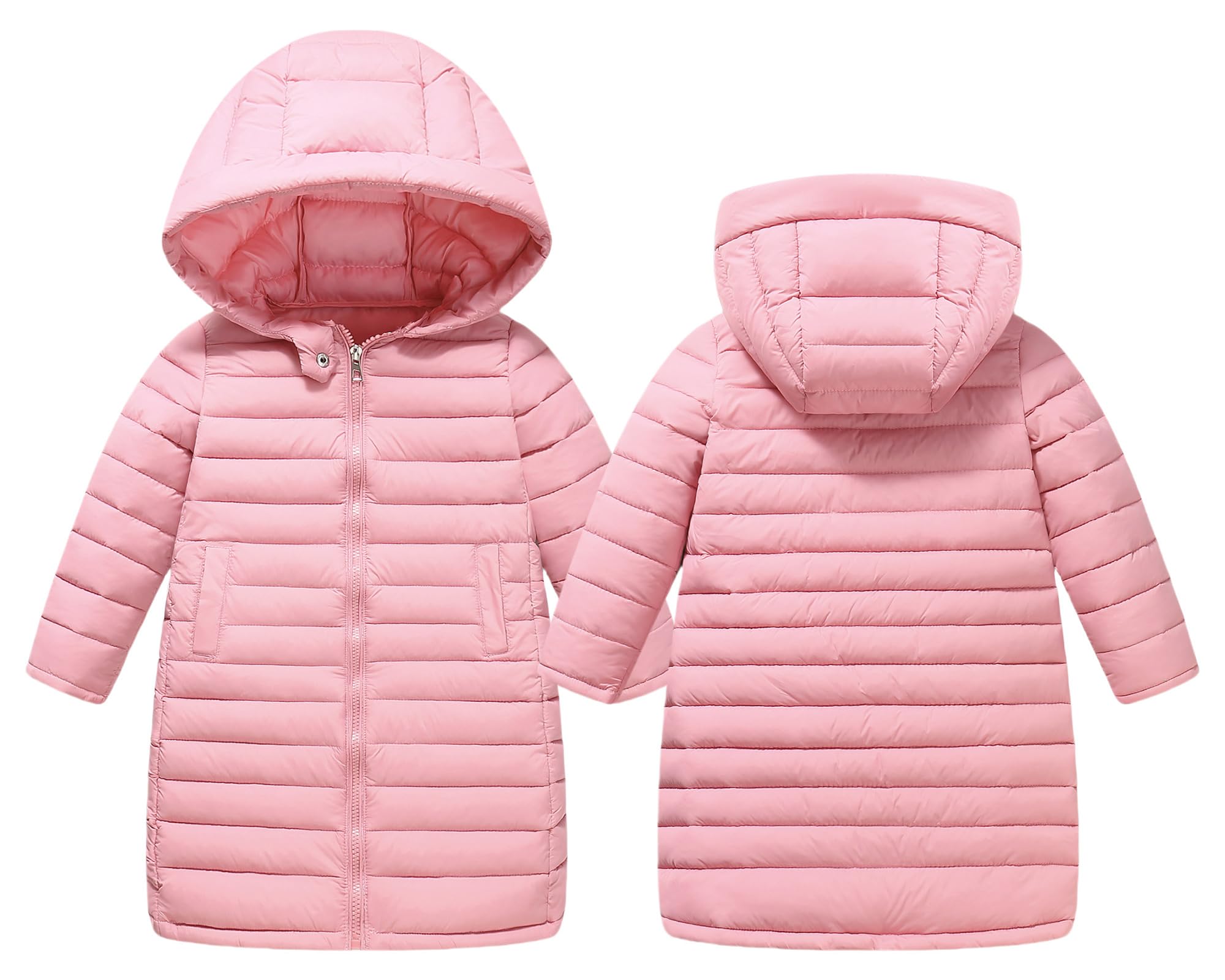 Happy Cherry Lange Kinder Daunenjacke Mädchen Jungen Jacke Reißverschluss Ultraleicht Winter Kapuzen Steppjacke Kinder