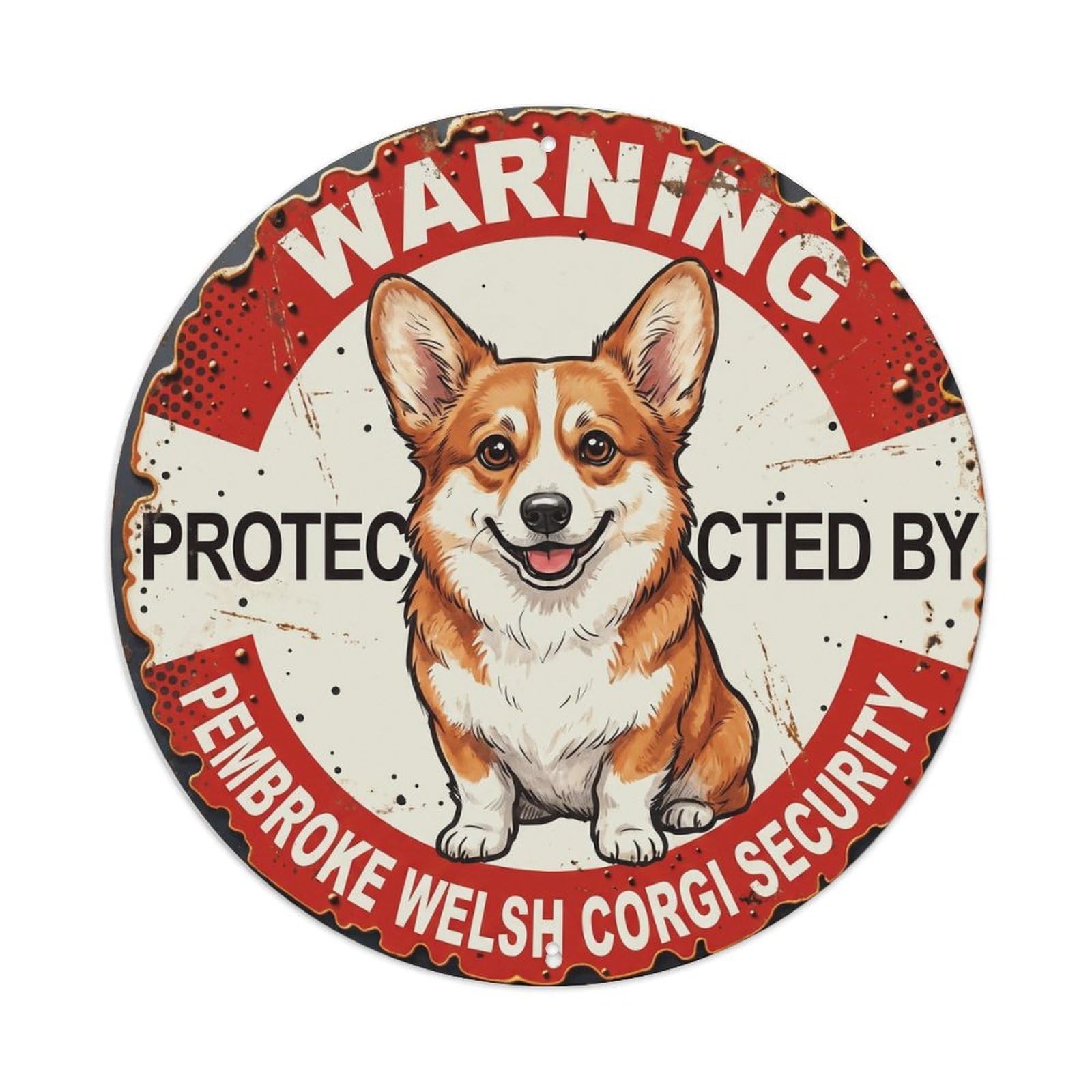 Metal Tin Sign Warning Protected By Pembroke Welsh Corgi Dog Security