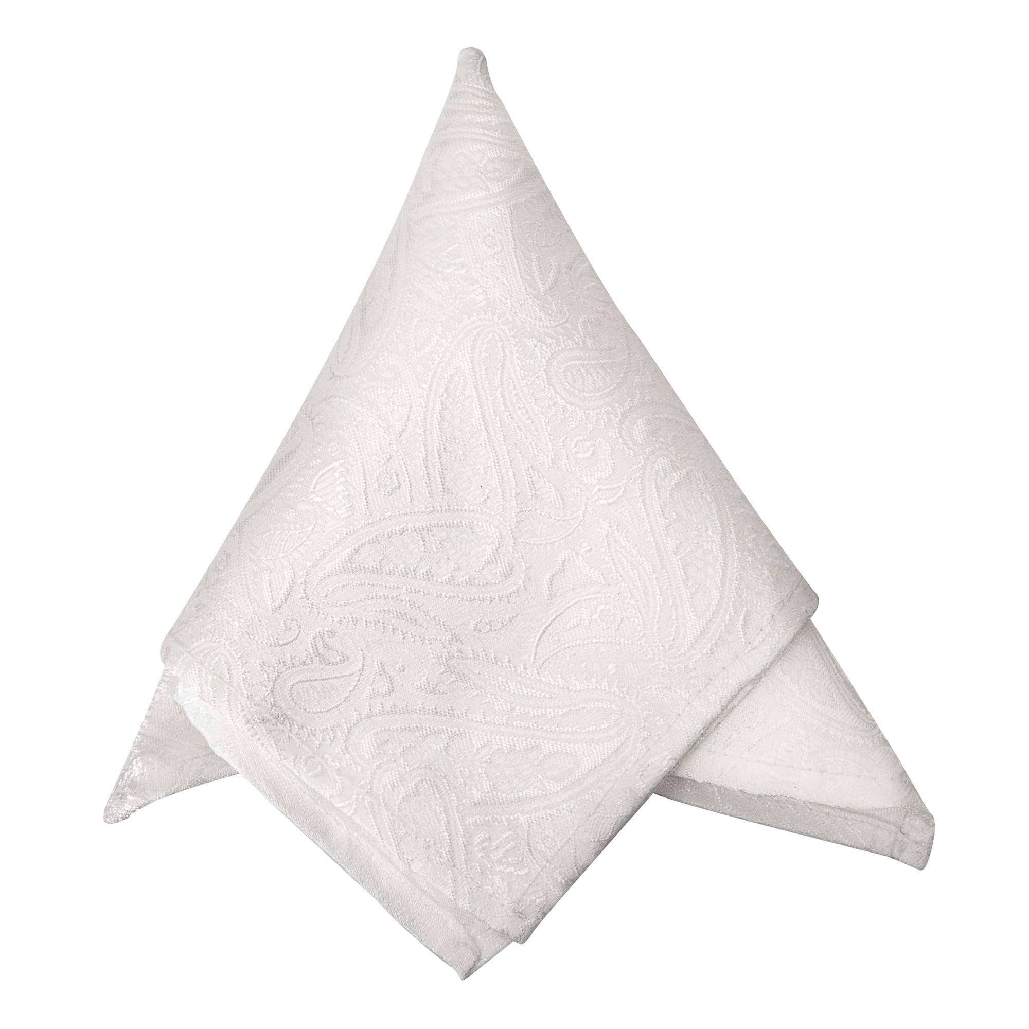 Men's White Paisley Pocket Square