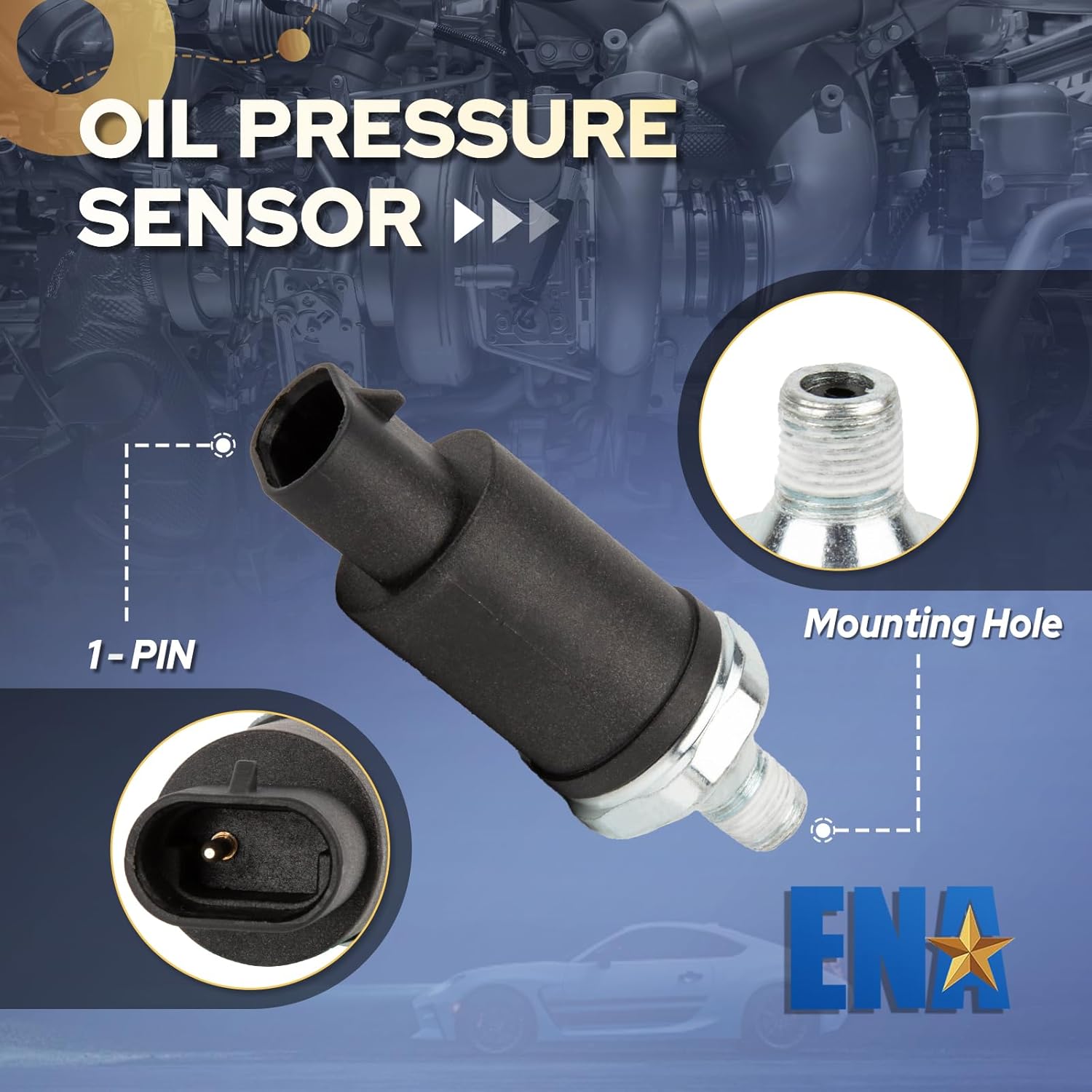 ENA Engine Oil Pressure Sensor Switch Compatible with 1992 1993 1994 1995 1996 1997 1998 1999 2000 2001 2002 Jeep Grand Cherokee Wrangler Comanche Dodge Viper Replacement for 56026779AB 1S6646 PS233