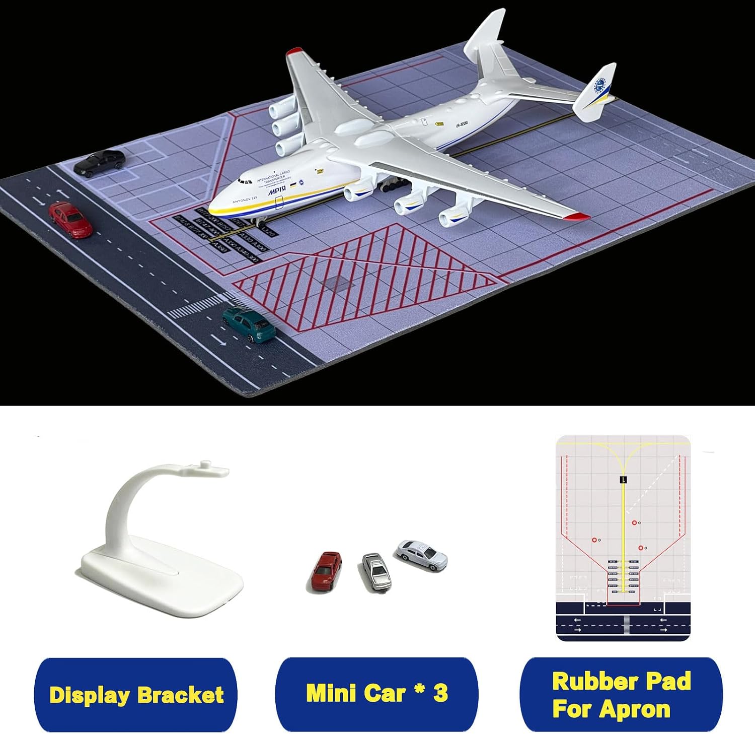 Antonov 225 Model Plane Alloy Diecast An225 Transport Cargo Plane 1/400 Scale An-225 Model Kit with an Airport Mat, Perfect Collection and Gift