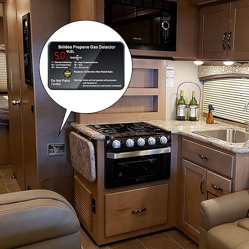 Miniatura 7 de Alarma de propano para RV, detector de gas propano briidea con alarma fuerte de 85 dB, 12 VCC, color negro