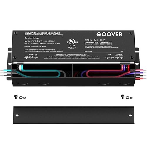 Miniatura 4 de GOOVER Controlador LED regulable de 150 W, fuente de alimentación regulable Triac de 12 V, transformador de CA a CC para luz LED, compatible con