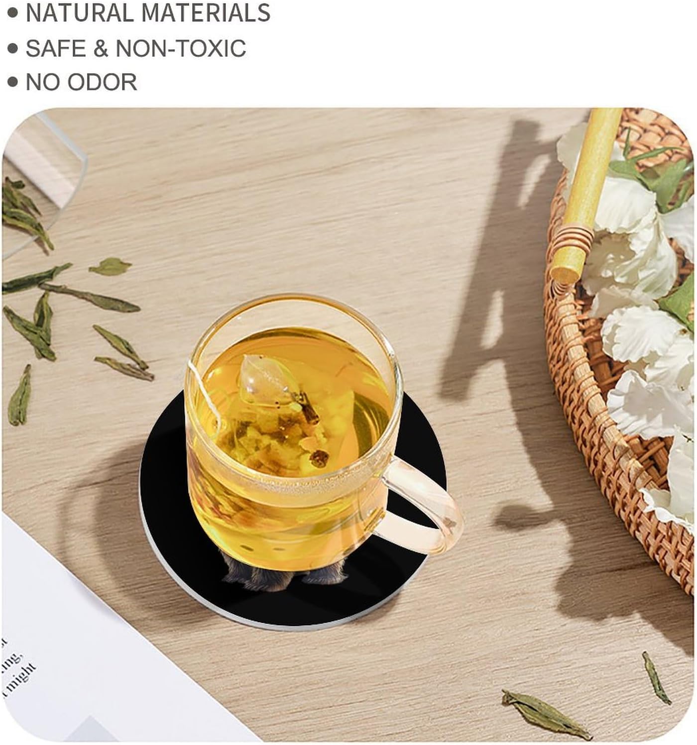 Bear with Butterfly Wings Funny Round Ceramic Coasters for Drink Absorbent Cup Holders Tabletop Protection