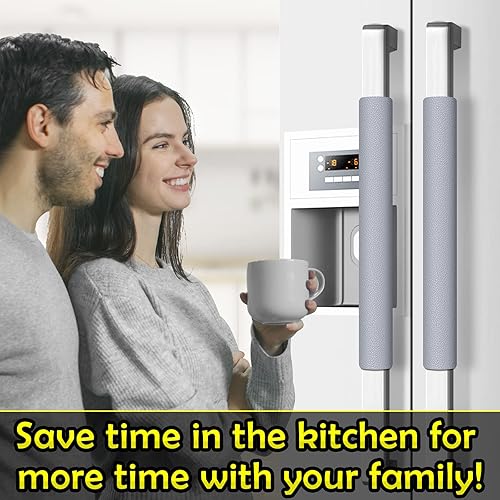 Vista 52 de Juego de 6 fundas de cuero para manijas de refrigerador, mantiene tu nevera, microondas, horno, estufa o lavavajillas limpio, mancha aceites sucios