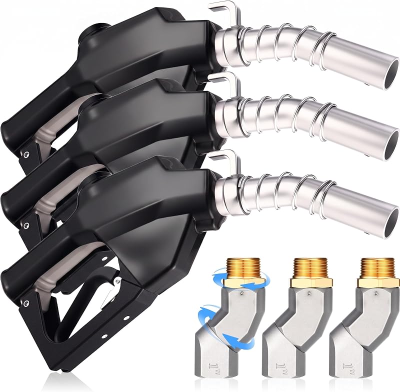 Bico automático para abastecimento Threlaco 1" NPT com engate giratório e gancho – Kit com 3 unidades
