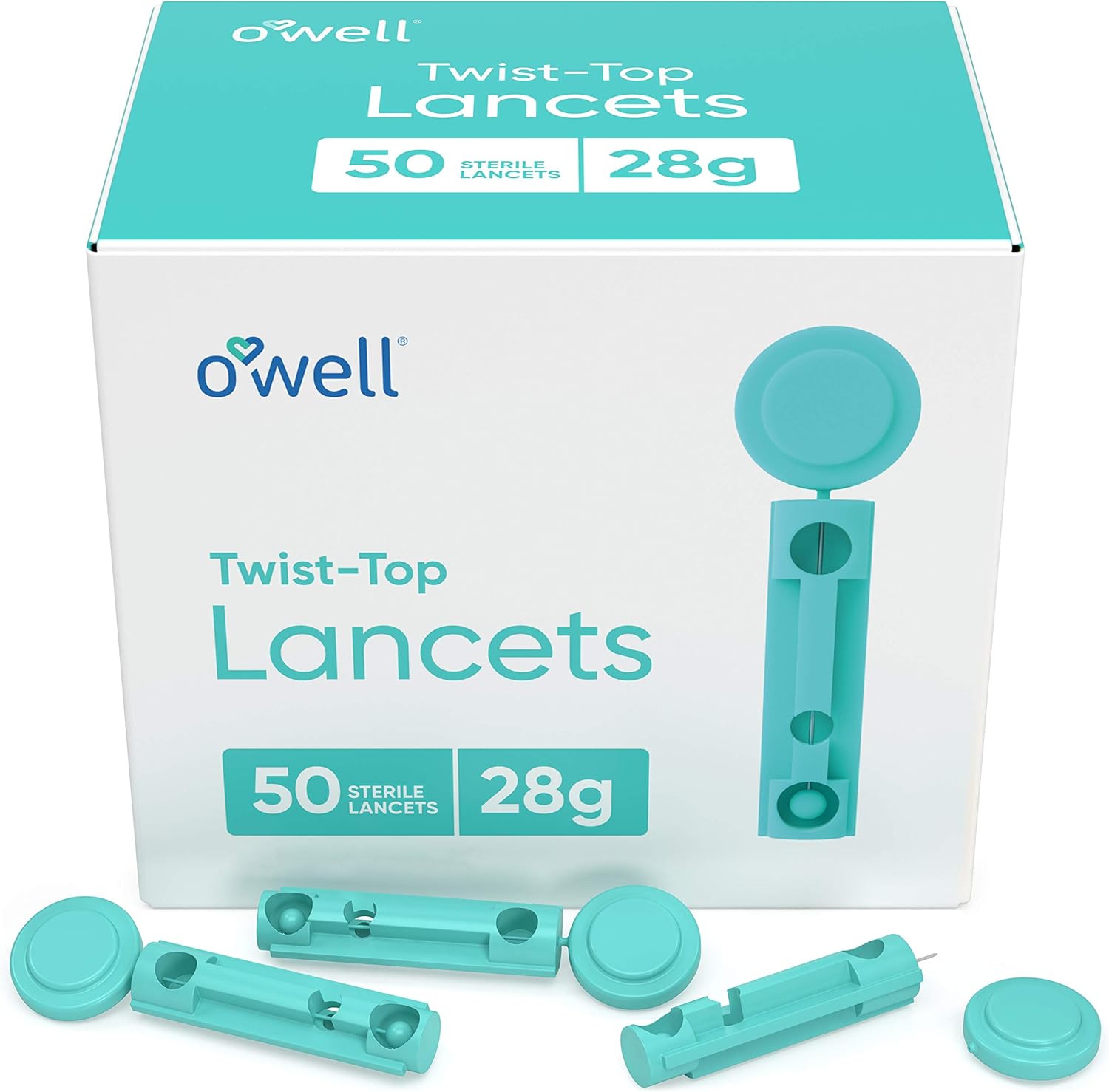 O’Well Twist Top Lancets 28 Gauge, 100 Count | Thick Needle Lancets for Blood Glucose & Keto Testing | Box of 100 Sterile Lancets : Health & Household
