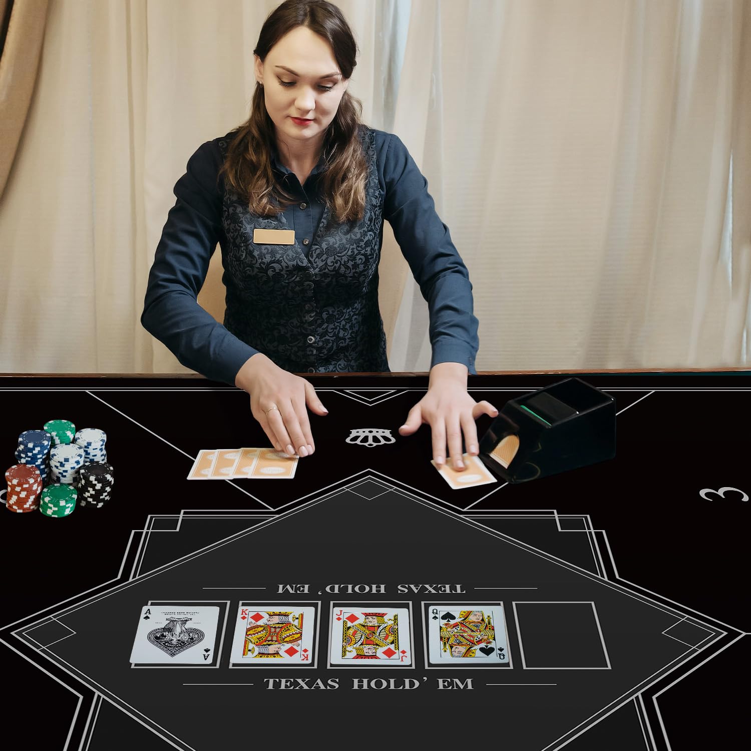 LaiEr 60/80/100/120/140/160cm Quadratische Poker Matte Texas Hold'em Poker Gummimatte Poker Topper für Tische Faltbare Tragbare Poker Tischplatte Layoutw für Poker Spiele Blackjack Casino(140 * 140cm)